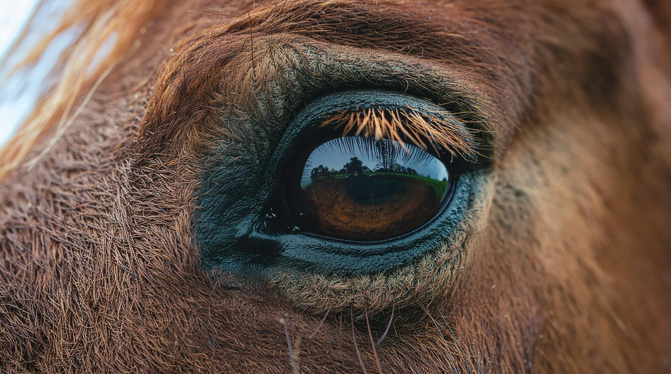 Un regard de cheval au Balades à cheval en Creuse, Toulx-Sainte-Croix